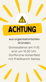 Achtung Uhrzeitänderung